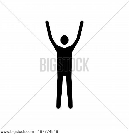 Hand Up Man Glyph Icon Vector. Hand Up Man Sign. Isolated Symbol Illustration
