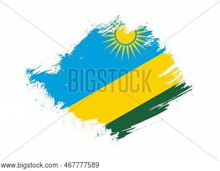 Rwanda Flag With Abstract Paint Brush Texture Effect On White Background