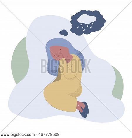 Woman Mental Health, Girl, Vector Flat Style
