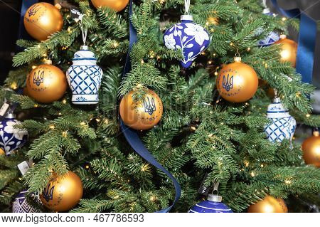 Christmas Tree On Sofiyivska Square In Kyiv
