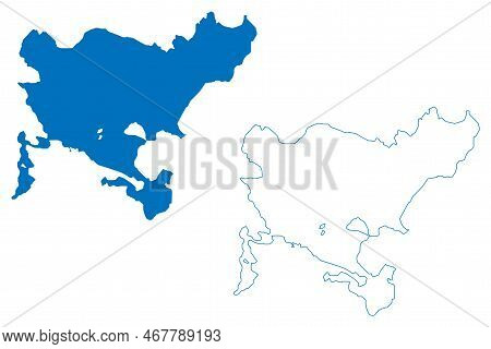 Lake Sniardwy And Seksty(republic Of Poland) Map Vector Illustration, Scribble Sketch Śniardwy Or Sp
