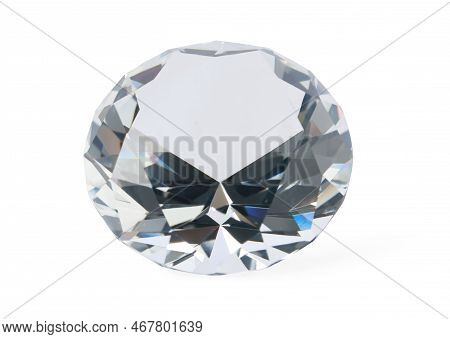 Beautiful Dazzling Diamond Isolated On White. Precious Gemstone