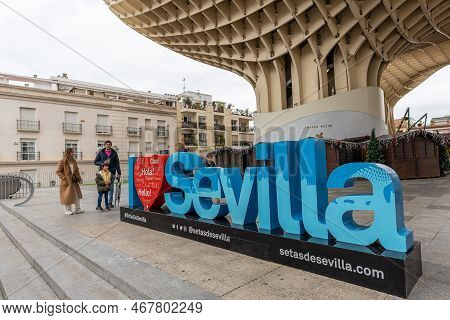 Metropol Parasol Setas De Sevilla Wooden Structure In Seville, Spain