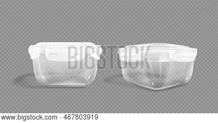 Plastic Food Containers With Clipping Path And Latch Lock Lids. Storage For Frozen Products, Closed 