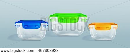Plastic Food Containers With Clipping Path And Latch Lock Lids. Storage For Frozen Products, Closed 