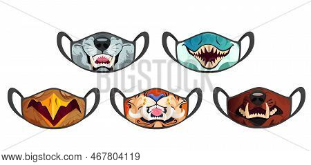 Medic Masks With Animal Muzzles, Scary Roar Cartoon Wolf, Eagle And Snake, Tiger And Bear With Long 