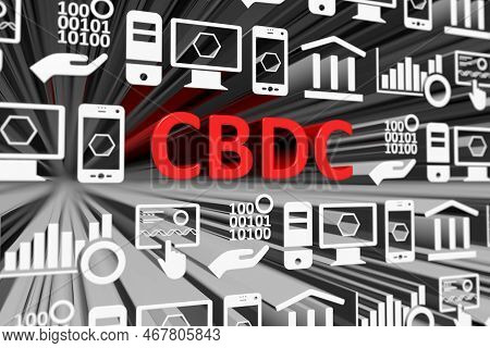 Cbdc Concept Blurred Background 3d Render Illustration