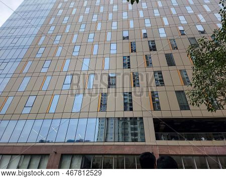 Hyderabad, India- December 9th 2022; Stock Photo Beautiful Modern Tall Glass Building Named Skyview 
