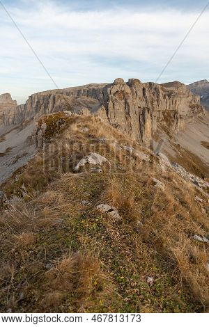 Klausenpass, Uri, Switzerland, October 29, 2022 Beautiful Alpine Landscape Seen From The Balmer Grae