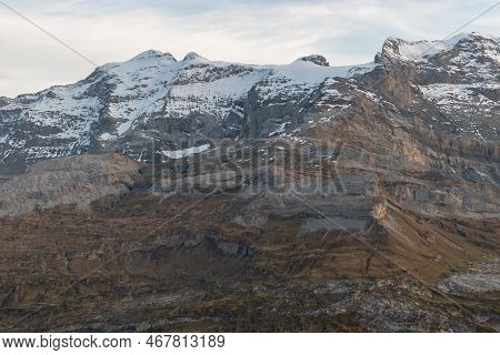 Klausenpass, Uri, Switzerland, October 29, 2022 Beautiful Alpine Landscape Seen From The Balmer Grae
