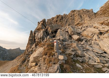 Klausenpass, Uri, Switzerland, October 29, 2022 Beautiful Alpine Landscape Seen From The Balmer Grae