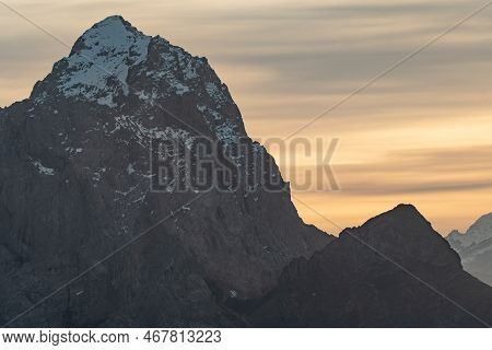 Klausenpass, Uri, Switzerland, October 29, 2022 Sunset With An Incredible Beautiful Alpine Panorama 