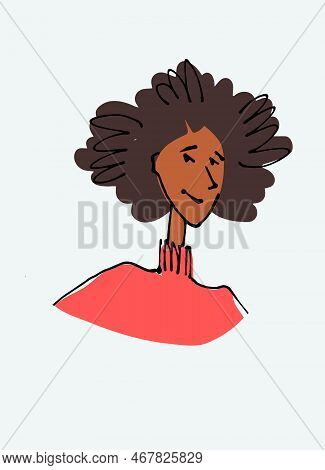 Avatar Of A Young Woman. Flat Style, Isolated Vector Element