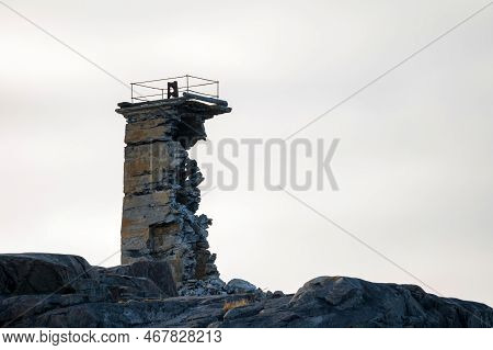 Ruins Of A Lighthouse On The Shore.