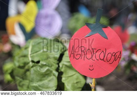 Buenos Aires, Argentina, Sept 21, 2021: Detail Of A Protest Of Utt, Land Workers Union, Demanding Th
