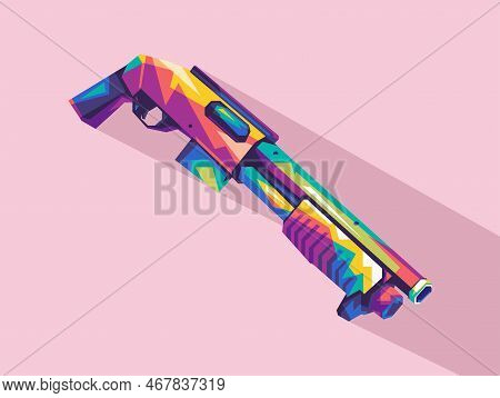 Shotgun Weapon Colorful Wpap Popart Vector Illustration Design