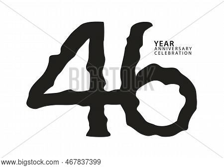 46 Year Anniversary Celebration Black Color Logotype Vector, 46 Number Design, 46th Birthday Invitat