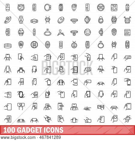 100 Gadget Icons Set. Outline Illustration Of 100 Gadget Icons Vector Set Isolated On White Backgrou