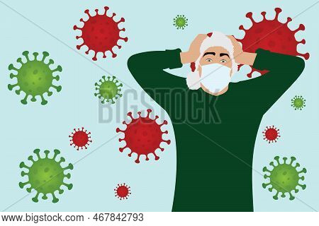 Man Putting Both Hands On His Head Worrying About Corona Virus Spreading Worldwide Again