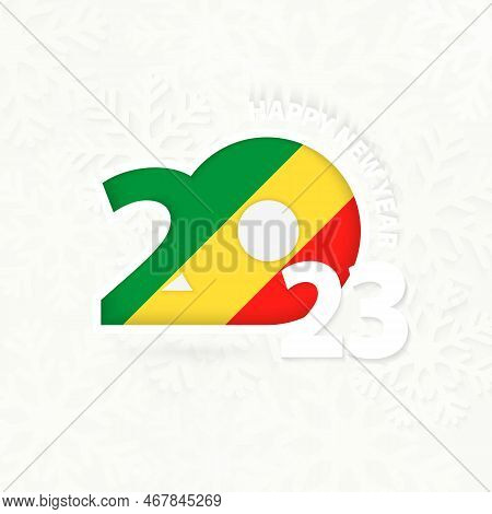 New Year 2023 For Congo On Snowflake Background. Greeting Congo With New 2023 Year.