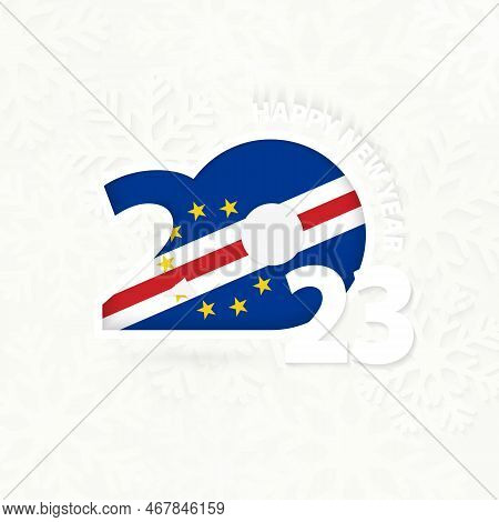 New Year 2023 For Cape Verde On Snowflake Background. Greeting Cape Verde With New 2023 Year.