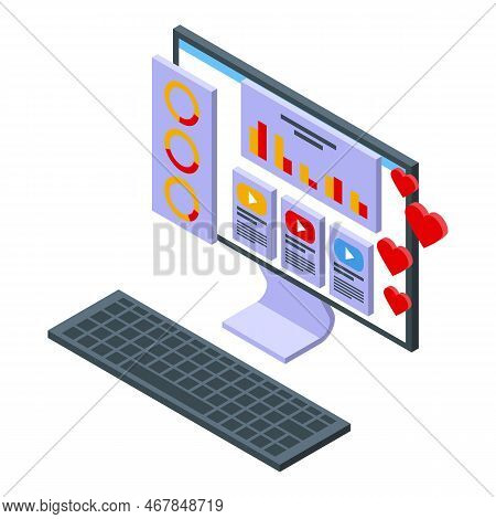 Online Trend Icon Isometric Vector. Career Hunter. Work Success