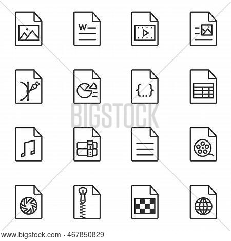 File Format Icon Set. Line Style. File Extensions : Avi, Jpg, Mp3, Pdf, Xls, Png, Mov, Doc, Eps, Ppt