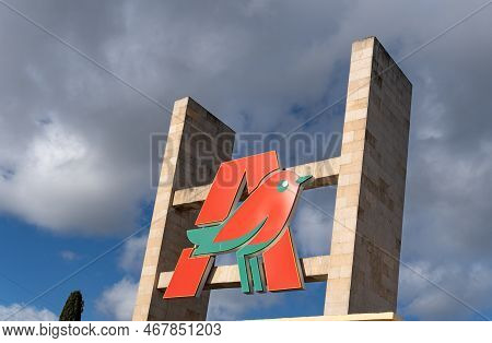Marratxi, Spain; December 16 2022: Main Facade Of The Multinational Supermarket Chain Alcampo, Part 