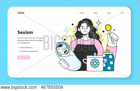 Gender Inequality Web Banner Or Landing Page. Women Social Imparity