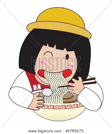Litle Mädchen essen Ramen