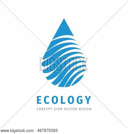 Water Drop - Vector Logo Template Concept Illustration. Abstract Sign In Blue Logo Color. Design Ele