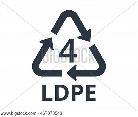 Isolated Recycle Ldpe Logo, Number 4. Concept Of Ecology And Packaging.