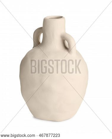 Clay Flagon With Handles Isolated On White