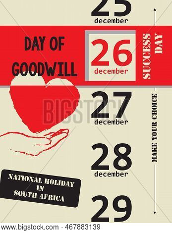 Make Your Choice And Choose Day Of Goodwill In December. Vector Poster.