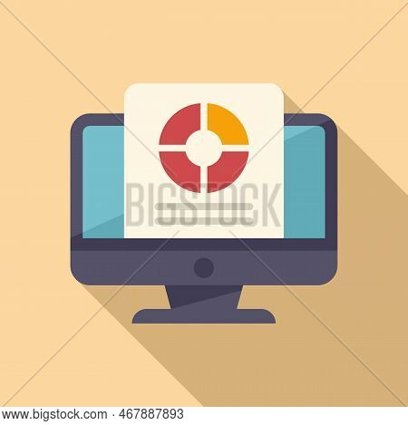 Social Market Monitor Icon Flat Vector. Online Business. Contect Product
