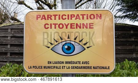 Bordeaux , Aquitaine France - 12 12 2022 :  Participation Citoyenne French Sign Logo Neighbourhood W