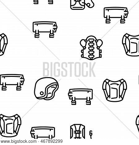 Motorcycle Accessories Biker Vector Seamless Pattern Thin Line Illustration