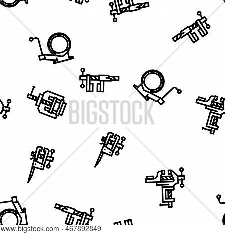 Clamp Vice Grip Tool Metal Vector Seamless Pattern Thin Line Illustration