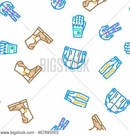 Motorcycle Accessories Biker Vector Seamless Pattern Thin Line Illustration