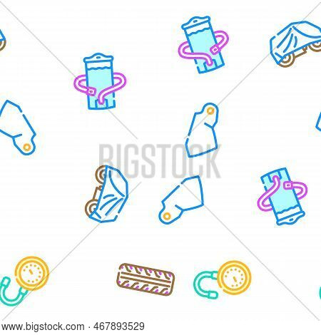 Motorcycle Accessories Biker Vector Seamless Pattern Thin Line Illustration