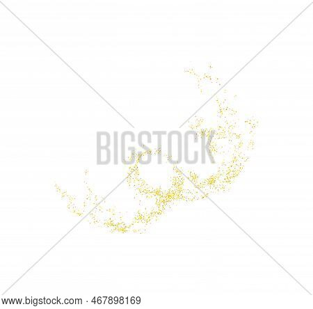 Curl, Swirl Plume Golden Abstract Grainy Texture, Crumbs For Background Or Backdrop. Gold Dust. Sand