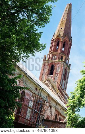 Russia, Kaliningrad Region, Slavsk (heinrichswalde), July 13, 2022. Heinrichswalde Half-timbered Chu