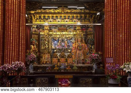 Taipei, Taiwan- 5 Dec, 2022: View Of Taipei Tianhou Temple. It Is A Historic Temple Dedicated To The