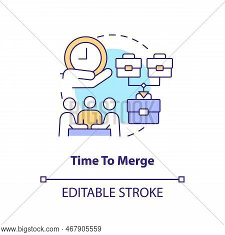 Time To Merge Concept Icon. Managing Through Acquisition Abstract Idea Thin Line Illustration. Team 