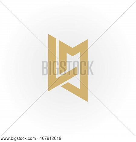 Abstract Initial Letter Lm Or Ml Logo In Gold Color Isolated In White Background Applied For Boutiqu