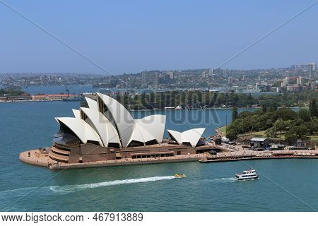 Sydney, Australia - January 25, 2019: Opera House Is Built On The Peninsula In The Locality Named Af