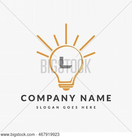 Letter L Electric Logo, Letter L With Light Bulb Vector Template.