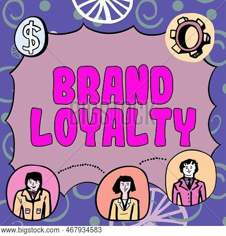 Conceptual Display Brand Loyalty. Concept Meaning Repeat Purchase Ambassador Patronage Favorite Trus
