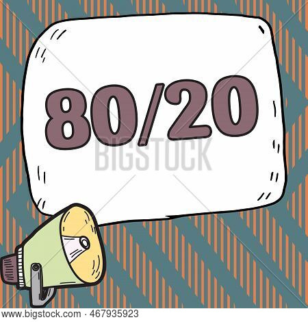 Conceptual Caption 80 To 20 Percent. Pareto Principle Of Factor Sparsity Statistical Distribution Of