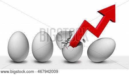 Rising Egg Prices And Food Cost Or Grocery Price Surging Costs Of Supermarket Groceries As An Inflat